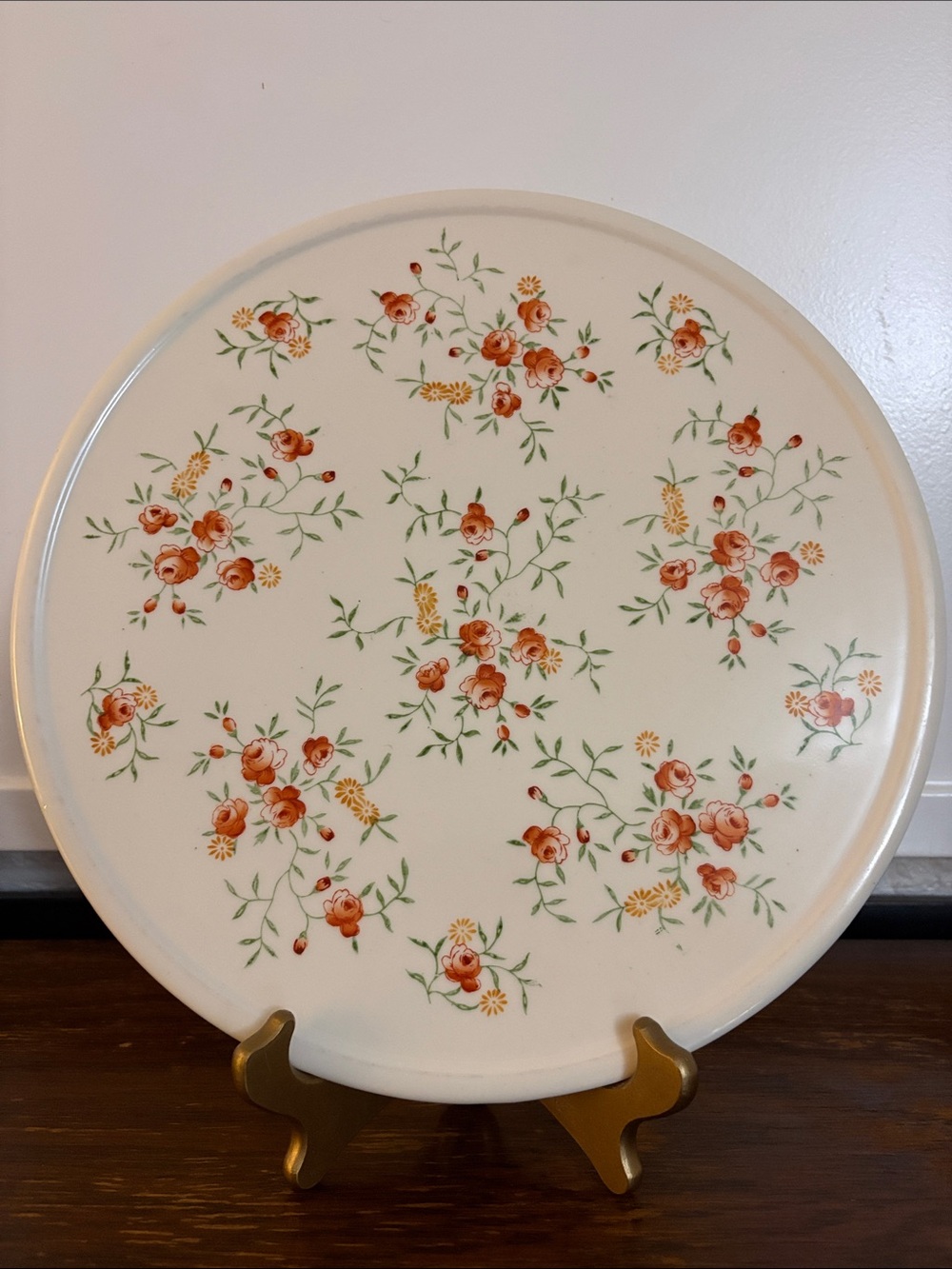 VTG Made in Japan Floral Ceramic Cake Plate Serving Platter Orange Blossom
